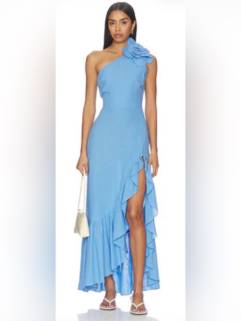 Yumi Kim Light Blue One-Shoulder Ruffle High-Low Dress
